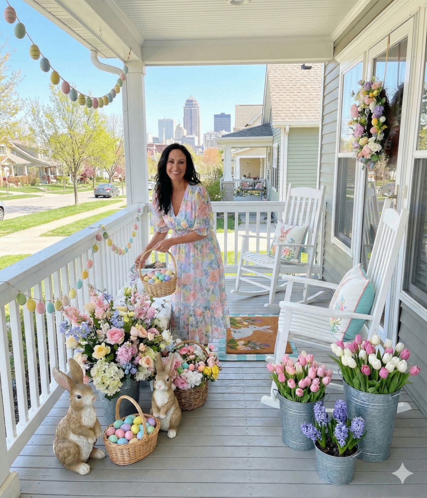 Professional seasonal porch decorating in Des Moines Iowa